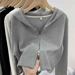 Kvinnor Hoodies Sweatshirts 2024 Spring Womens dragkedja Cardigan Zoravcky Basic Coat Jogging Kort ärm Sportrock Ingen tryck av god kvalitet hoddied Crop Top WOM WOM