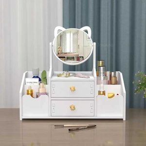 Compact Mirrors Nail art storage makeup mirror rack desktop cosmetics box drawer jewelry skin care facial mask lipstick Q240509