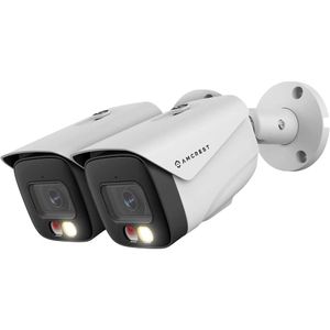 Kit fotocamera Poe a 2 pezzi Amcrest Ultra High Definition 4K con visione notturna a colori da 1294 piedi, telecamera da proiettile per esterni di sicurezza con rilevamento umano e dei veicoli.