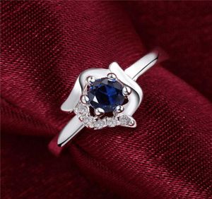 WOMEM039S Blue Gemstone Sterling Silber Ringe Größe 8 DMSR380 925 Silberteller Finger Ring Schmuck Solitaire Ring4949652