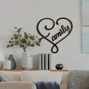 Dekorative Figuren Black Metal Heart Wall Decor Familie Liebes Heimschlafzimmer Brief Hängende Kunst Schneiden Urlaub Geschenk