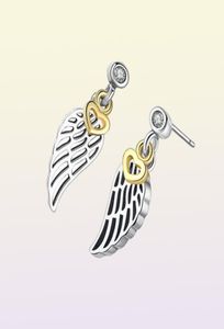 Yeni otantik 925 STERLING Gümüş Kanatlar Kolye Küpe Kadınlar için CZ Diamond Feather Saplama Küpe için Orijinal Kutu8982904