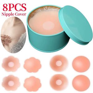 Breast Pad Silicone Nipple Cover Reusable Womens Bra Sticker Petal Shoulderless Lifting Invisible Chest Q240509