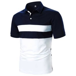 Erkek Polos Erkekler T-Shirt Erkekler Kısa Slve T-Shirt İki Renk Ekleme T-Shirt Yeni Kentsel İş Polo Sıradan Moda Erkekler Lapel Top Y2405102XRX