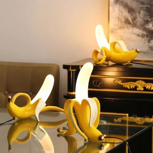 طاولة مصابيح إيطالية راتنجات الموز غرفة المعيشة غرفة نوم مصباح السرير LED الزجاج الليلي ضوء المنزل الفن ديكور المكتب لتركيبات الإضاءة