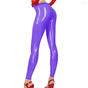 Women's Leggings Womens Shiny PVC Leather Tights Glossy Latex Look Fitness Trousers High Waist Stretchy Pencil Pants Rave Party Clubwear