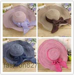 Women Colorful Big Brim Straw Hat Sun Floppy Wide Brim Hats New Bowknot Folding Beach Cap hats women Summer