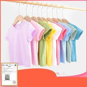 T-shirts Summer girl T-shirt yellow red short sleeved baby boy T-shirt white T-shirt cotton girl topL2405