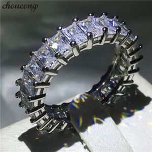 choucong Eternity Ring Princess cut Diamond 925 Sterling Silver Engagement Wedding Band Rings for women men Jewelry 283H