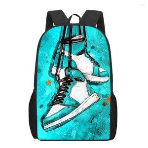 Backpack Art Sneakers Shoe Kids for Girls Pattern School School Book Bag Casual Bagpack ombro pacote