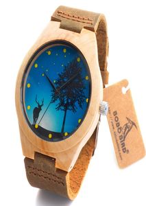 BOBO Bird Brand Design Wood Watch Högkvalitativ armbandsur Quartz Movement Leather Wood Watch for Men Women in Box As Christm5494476