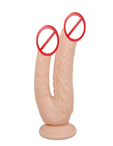 Podwójne dildo ssanie dildo realistyczne dorosły seks Produkt Kobieta lesbijka podwójna penetracja flirtowa królowa zabawka Double Dong7146340