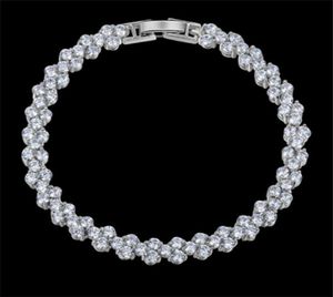 Luxury Shining Crystal Bracelets Genuine 925 Sterling Silver Charms Bracelet Diamond Roman Tennis Link Bracelet Jewelry a365925430