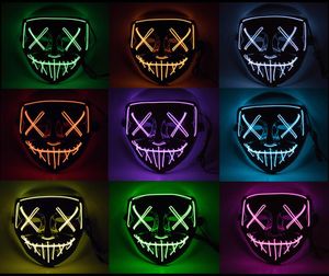 Halloween Horror Mask LED Glowing Masks Purge Masks Val Mascara Costume DJ Party Light Up Masks Glow In Dark 10 Colors W00232866165