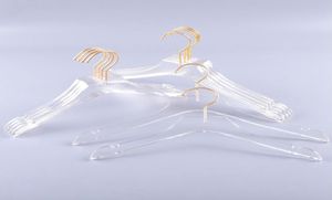 Luxury Clothes Hangers Clear Acrylic Dress Hangers with Gold Hook Transparent Shirts Holders with Notches for Lady Kids2328268