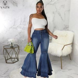 Frauen Jeans Vazn 2024 Denimhose Solid High-End Young Office Dame süße Designerinnen Frauen hoher Taille Wide Leg Boot Schnitt