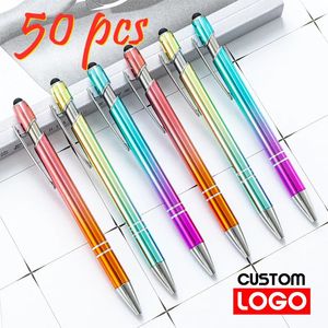 50pcs metal esferontal caneta Escritório PUBLICIDADE TOPLET SCREEN TOPLETE TEXTO DE TEXTO DE TEXTO DE TEXTO LASER 240430