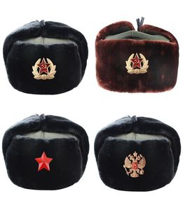 New Russian Army Military Hats Pilot Hat Police Hat Winter Men Snow Cap with Earmuffs Ski Warm Thick Hats for Men 5560 cm4531337