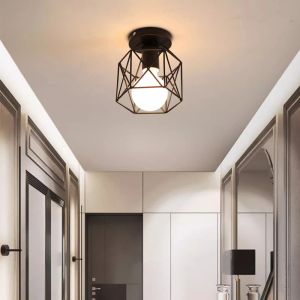 Iron walkway ceiling light minimalist Nordic retro balcony, kitchen light, hallway iron entrance small ceiling light D5.0