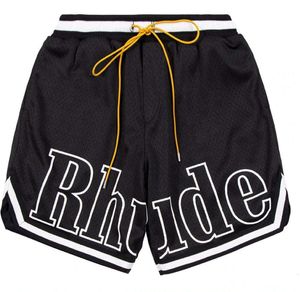 Designer Shorts Rhude Mens Capsule Summer Beach Pants Material Materiale traspirato di basket per fitness black black865gs nero