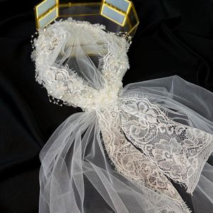 Brautschleier die Super Xiansen -Serie Po Vintage Lace Hut Hochzeitskleid Kurzes Schleier Koreanischer Reisestil 218o