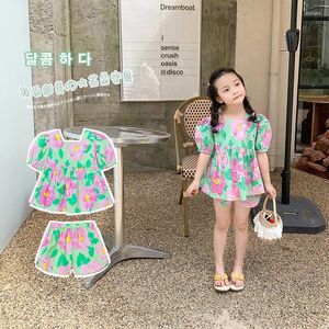 Clothing Sets Children's Wear Product Girls' Big Flower Doll Shirt And Shorts Two Piece Cute Set