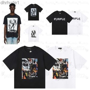 PURPLE t shirt Mens Designer T shirt 2024 New Summer Loose Casual 100 Cotton Shirt Graffiti Evil Fun Colorful Alphabet Print Sketch Oil Painting Pattern St 6O5N