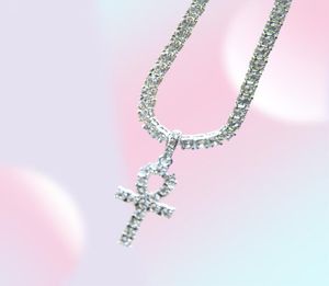 Big CZ Cross Pendant Halsband för mens hiphop smycken pläterad guld silver färg långa tenniskedjor halsband hängande droppfartyg4748043