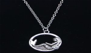 20pcs New Fashion Necklace 23mm circle mermaid Pendants Short Long Women Men Colar Gift Jewelry Choker 2010136188605