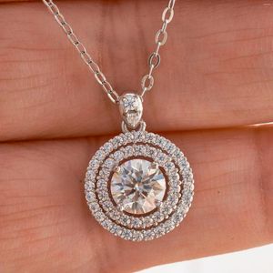 Chains 1ct 6.5mm VVS D Color Moissanite Diamond Necklace 925 Sterling Silver Luxury Jewelry Women's Wedding Party Dating Gift