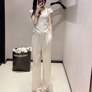 two piece set women Luxury brand mium clothes Letter embroidery Complete set of rhinestone decorations High quality fabric short sleeved top casual pants set