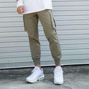 Men's Pants Jogger sports pants mens casual tight pants with multiple pockets Trousers mens track and field pants fitness training bodybuilding sports pantsL2405