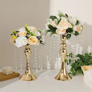 Metal Vase Home For Decoration Dining Table Flower Stand Pot Plants Basket Wedding Centerpiece Arrangement Prop 240429