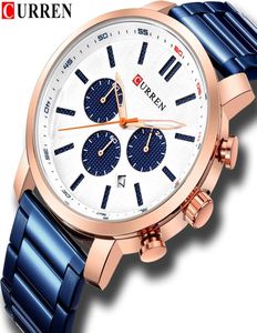 Curren Mens Watch Top Brand Luxury Fashion Casual Chronograph Дата нержавеющая сталь спортивные военные часы.