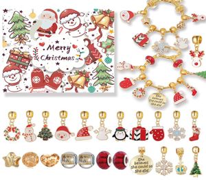 Gold Christmas Gift Box Bracelets Set DIY Beaded Beads handmade Jewelry Advent Christmas Tree Bracelet For Men Women Girls Kids3233592