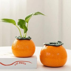 Vase 1PCセラミックオレンジ水耕栽培花瓶ホームテーブルテーブルトップ装飾装飾フルーツプランター素晴らしいリビングルームの装飾