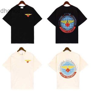 2024 Trend Projektant Summer Maszy Międzynarodowa wiosna/lato nowe skrzydła Rhude Earth Wings Printed Street Lose Brand T-shirt dla mężczyzn