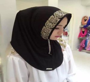 イスラム教徒の女性のスカーフは、印刷を刺激した花の刺繍入りの花ターバンレースヘッドクロスモスリンフォークスタイルマルチカラーヒジャーブドロップシップ7335768