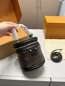 Cylindrisk hinkväska äkta läderdesign axelpåsar koppling handväska lyx varumärke designer väska på väska crossbody paket