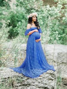 Maternity Dresses Sexy Lace Long Wedding Dress Pregnant Woman Photography Props Shoulderless Summer Gown Maternity Fancy Shooting Photo Clothes T2405097CFP