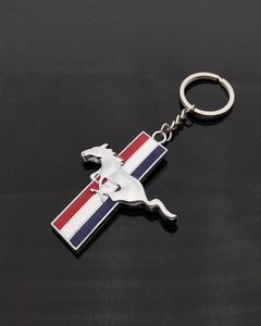 Fit für Ford Mustang 3D Auto Geschenk Running Horse Chrom Metal Echtes Schlüssel Ring Auto Logo Schlüsselbundwagen Keyring Car Styling272501010