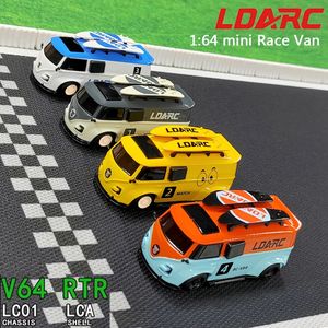 LDARC V64 1/64 RWDレースvan RVバスミニRCカーターボフル比例リモートコントルビークルおもちゃ大人240509