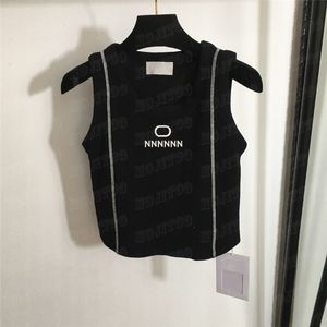 Women Crop Tank Top Embroidered Letter Knit Vest Sleeveless T Shirts Fashion Knitted Sweater Casual Tees