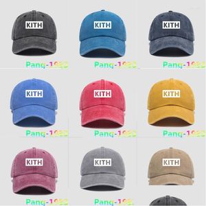 Ball Caps Classic White Box Logo Kith Baseball 2022 Men Women High Quality Sunshade Adjustable Canvas Sports Hats Drop Delivery Fash Dhvg1
