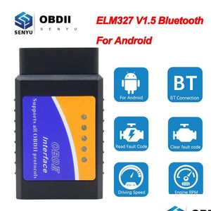Kodläsare skannar verktyg Kodläsare Skannverktyg Elm 327 v1.5 OBD2 Bluetooth -skanner för Android ELM327 ODB2 Reader OBD 2 bildiagnos DHXST
