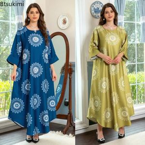 Roupas étnicas 2024 Ramadã feminina Índia Dress Mulheres Mulheres Eid Estamar Floral Abaya Dubai Vestidos árabe árabe Marrocon Kaftan Islâmico