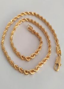 Kedjor Mens Tjock 6mm Fancy Original Picture Rope Chain Real Yellow Gold Diamond Solid Jewelry4832959