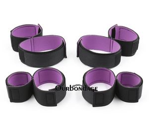 Бондаж OurBondage черный фиолетовый нейлоновый фетиш -нога открытые бдсм -ограничения на запястье лодыжка, установленные для взрослых начинающих секс игрушка 9281716