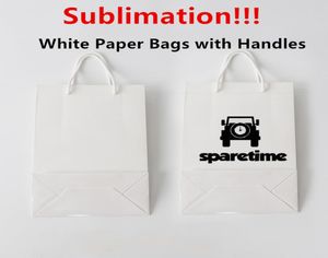 Сублимация Белые бумажные пакеты с ручками объемные белые бумажные подарочные пакеты для покупок для покупок подарочные товары для розничной торговли Bulk7495044