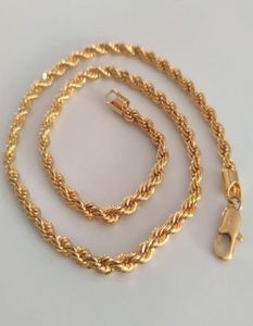 Kedjor Mens Tjock 6mm Fancy Original Picture Rope Chain Real Yellow Gold Diamond Solid Jewelry9538584